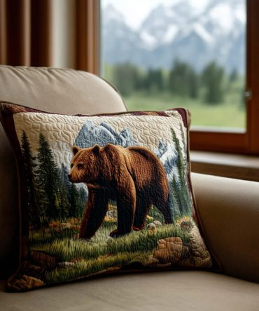 Mountain Trail Quilted Outdoor-Inspired Pillow Cover — Adventure Lodge Decorative Throw Pillowcase For Cabin, Camp & Rustic Living