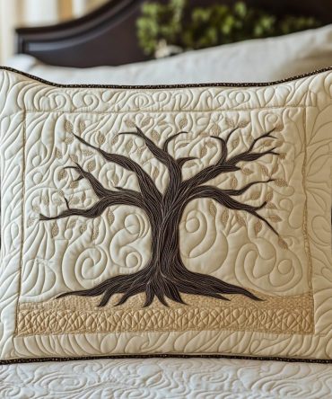 Mystic Circles Quilted Pillow Cover — Modern Boho Geometric Throw Pillow Case For Chic Bedroom, Living Room & Accent Styling