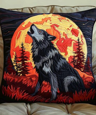 Mystic Wolf Eyes Quilted Decorative Pillow Cover — Intense Gaze Accent Throw Cushion With Quilted Texture For Dramatic Home Decor Impact