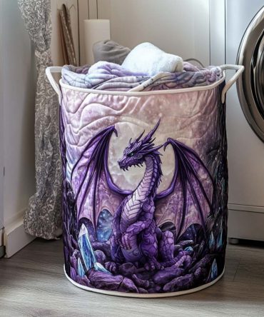 Mystic Breath Quilted Laundry Basket - Ethereal Pattern Fabric Hamper, Large Capacity, Foldable Fabric Hamper With Sturdy Handles & Easy-Care