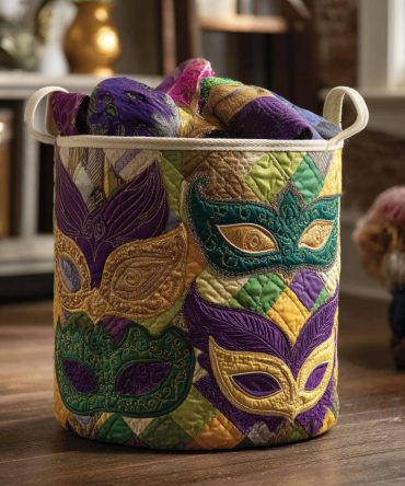 Mystic Carnival Quilted Laundry Hamper — Vibrant Fabric Laundry Basket With Reinforced Handles, Lightweight & Space-Saving Design