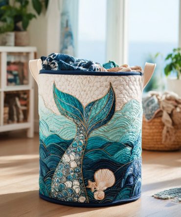 Mystic Current Quilted Laundry Hamper – Modern Patterned Foldable Fabric Basket For Stylish Home Organization & Laundry Care