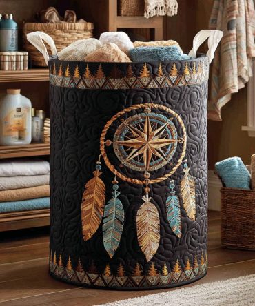 Mystic Dream Quilted Laundry Hamper - Enchanting Pattern Collapsible Fabric Storage Basket, Soft Liner, Foldable & Machine-Washable