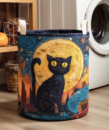 Mystic Gaze Quilted Laundry Hamper – Spacious Collapsible Basket With Reinforced Handles, Trendy Boho Pattern For Bedroom & Dorm
