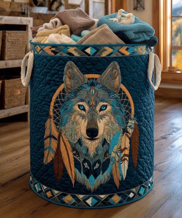 Mystic Howl Quilted Laundry Hamper — Moonlit-Themed Quilted Fabric Basket, Collapsible & Durable For Stylish Storage