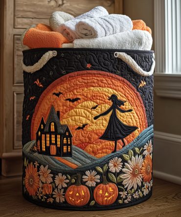 Mystic Moonlight Quilted Laundry Hamper - Foldable Elegant Laundry Basket With Reinforced Handles, Breathable Liner & Sleek Nighttime Design
