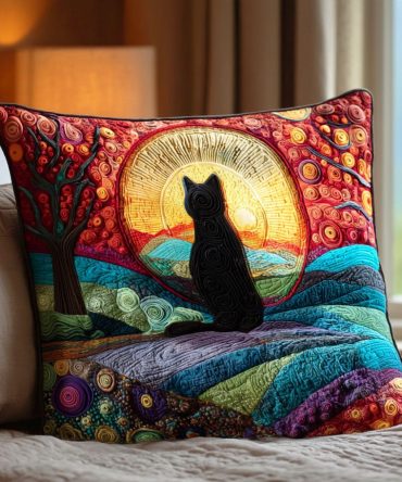 Mystic Path Quilted Pillow Cover - Bohemian Cotton Sham With Intricate Motif For Eclectic & Spiritual Bedroom Decor
