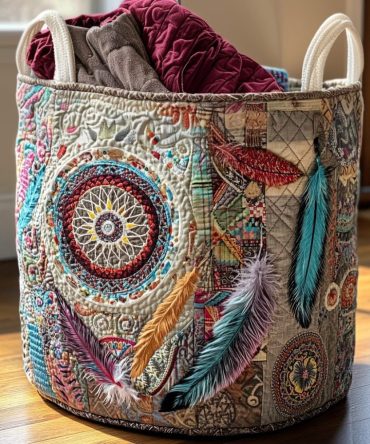 Mystic Pattern Quilted Fabric Hamper – Sophisticated Collapsible Laundry Basket With Intricate Design, Machine-Washable Fabric & Reliable Handles