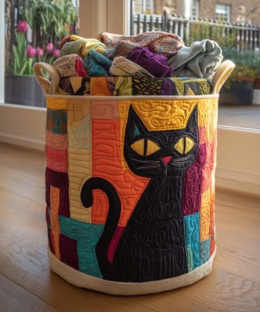Mystic Paws Quilted Pet-Themed Laundry Hamper - Foldable Fabric Basket With Handles, Durable & Machine-Washable Home Organizer