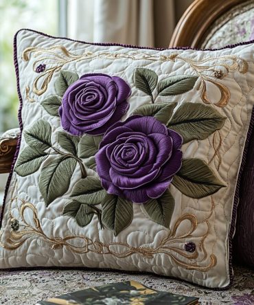 Mystic Petal Quilted Pillow Cover - Subtle Botanical Throw Case In Soft Hues For Relaxing Bedroom & Living Areas