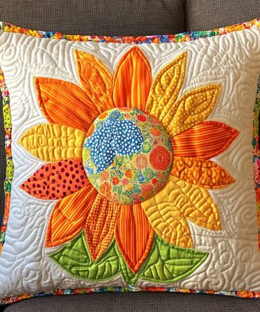 Radiant Mystic Sun Quilted Decorative Pillow Cover — Plush Cotton-Blend Throw Pillowcase For Sofa & Bed, Machine-Washable