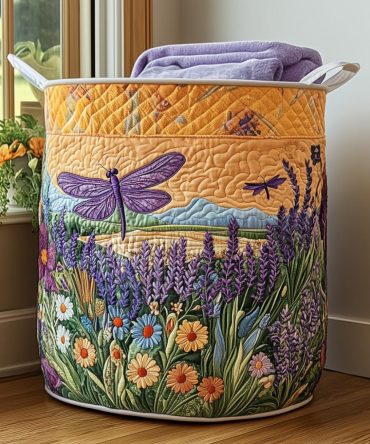 Mystic Wings Quilted Laundry Hamper — Elegant Foldable Fabric Basket For Bedroom, Closet & Nursery With Easy-Carry Handles