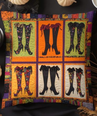 Haunted Fashion Quilted Pillow Cover — Spooky Chic Gothic Pattern, Premium Cotton Decorative Sham For Halloween Décor