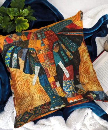 Vibrant Elephant Safari Quilted Pillow Cover — Colorful Boho Elephant Throw Pillowcase, Textured Decorative Accent For Living Room & Nursery, Machine Washable