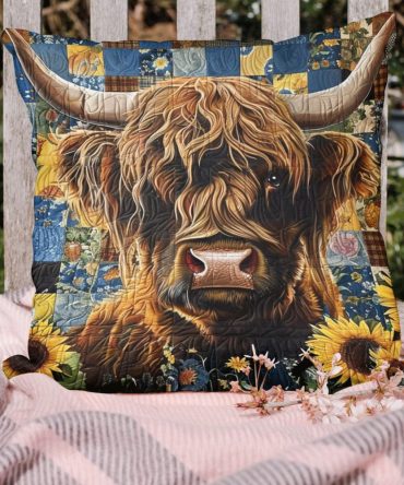 Regal Sunflower Pastures Quilted Pillow Cover — Vibrant Sunflower Meadow Print, Soft Cotton Decorative Sham For Farmhouse & Garden Decor