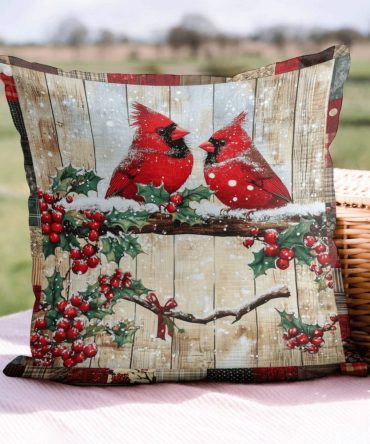 Crimson Wing Quilted Pillow Cover — Bold Red Winged Motif Decorative Throw Pillowcase, Textured Quilting, Easy Care