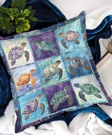 Coastal Harmony Quilted Decorative Pillow Cover — Reversible Beach-Inspired Throw Pillowcase For Sofa, Bed & Outdoor Seating, Machine Washable