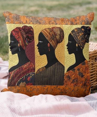 Afro Chic Quilted Accent Pillow Cover – Stylish Cultural Print Cushion, Soft Quilted Cotton Blend, Machine-Washable For Modern Homes