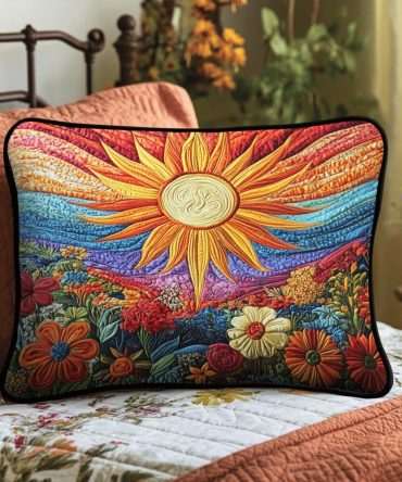 Sunshine Quilted Pillow Cover — Bright Floral Decorative Sham, Soft Cotton-Blend, Lightweight Padding For Cheerful Bedroom & Sunny Home Vibes