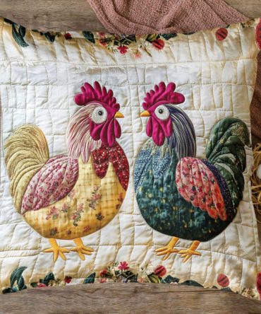 Feathered Dreams Quilted Pillow Cover — Lightweight Feather Motif Decorative Sham, Hypoallergenic Soft Throw Accent