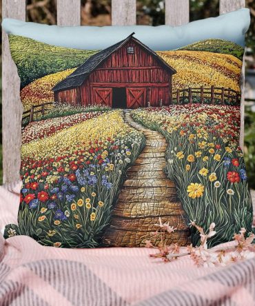 Country Comfort Quilted Pillow Cover – Classic Farmhouse Decorative Throw Pillowcase For Cozy Living Rooms, Cotton Blend, Machine Washable