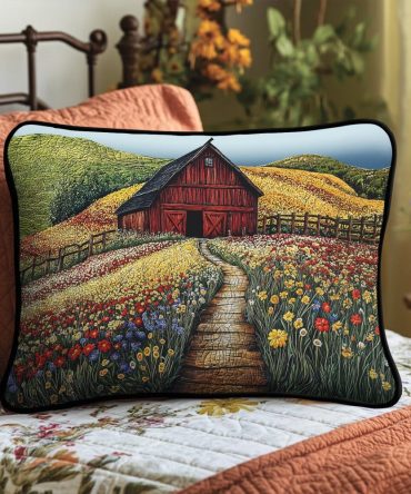 Rustic Country Quilted Pillow Cover — Cozy Cotton-Blend Pillowcase For Farmhouse Bedroom & Living Room, Durable And Easy Care