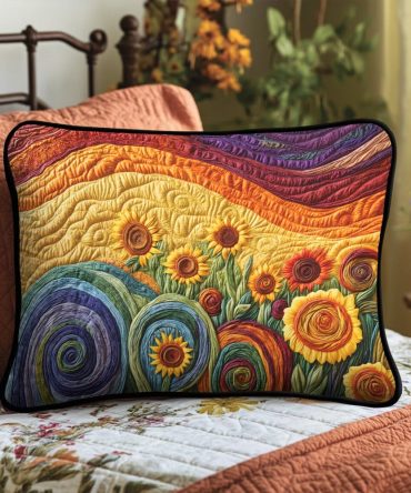 Summer Waves Quilted Pillow Case — Vibrant Coastal Decorative Pillow Cover, Lightweight Quilting For Bright Warm-Weather Bedrooms