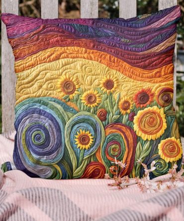 Summer Waves Quilted Decorative Pillow Cover – Coastal Wave Print Cushion, Soft Quilted Cotton Blend, Machine-Washable Accent For Home