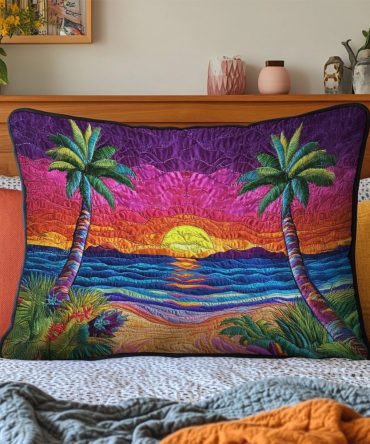 Beach Dreams Quilted Pillow Case — Soft Coastal Decorative Pillow Cover, Plush Quilting For Relaxed Seaside & Nautical Bedrooms