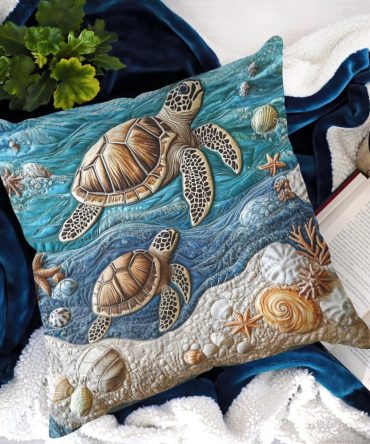 Beach Serenity Quilted Throw Pillow Cover – Coastal Decorative Cushion, Soft Quilted Texture, Machine-Washable For Living Room & Patio