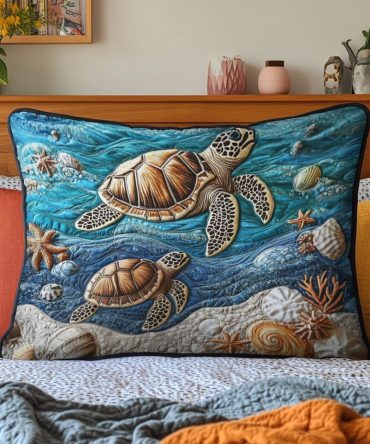 Beach Serenity Quilted Pillow Case — Relaxing Coastal Decorative Pillow Cover, Soft Quilting For Tranquil, Minimalist Bedrooms