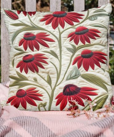 Soft Sprout Quilted Pillowcase, Gentle Green Botanical Throw Pillow Cover For Nursery & Kids, Cozy Quilted Cotton, Easy Care & Hypoallergenic