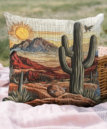 Western Skies Quilted Decorative Pillow Cover – Rustic Southwestern Throw Pillow Case, Premium Zippered Accent For Living Room & Bedroom, Washable