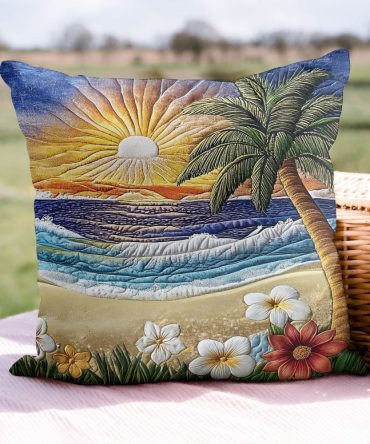Tranquil Waves Quilted Pillow Cover – Coastal-Inspired Decorative Throw Pillowcase With Soft Quilted Texture For Serene Spaces