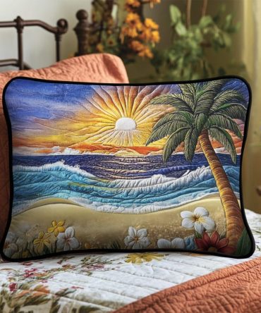 Tranquil Waves Quilted Pillow Case — Serene Ocean-Inspired Decorative Pillow Cover, Soft Breathable Quilting For Calm Bedrooms