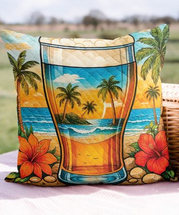 Aloha Comfort Quilted Throw Pillow Cover – Hawaiian Floral Cushion, Soft Quilted Cotton Blend, Machine-Washable Accent For Cozy Spaces