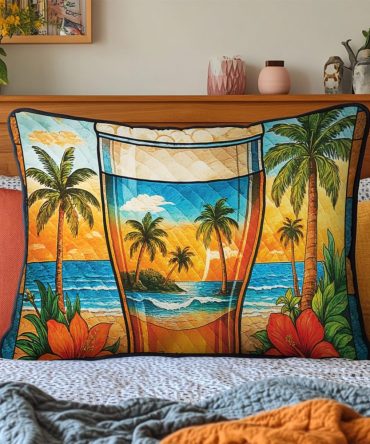 Aloha Comfort Quilted Pillow Case — Tropical Hawaiian-Style Decorative Pillow Cover, Soft Quilting For Island-Inspired Bedrooms