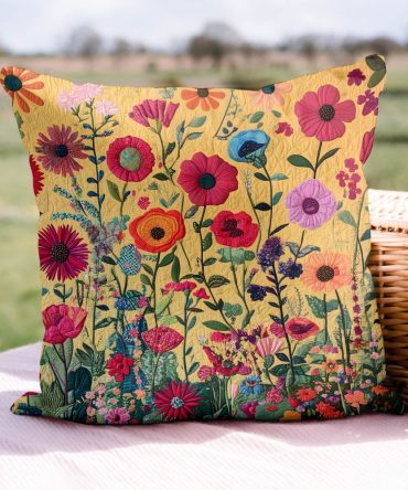 Kaleidoscope Floral Quilted Throw Pillow Cover — Vibrant Patterned Cushion, Bold Color Accent For Eclectic And Modern Spaces