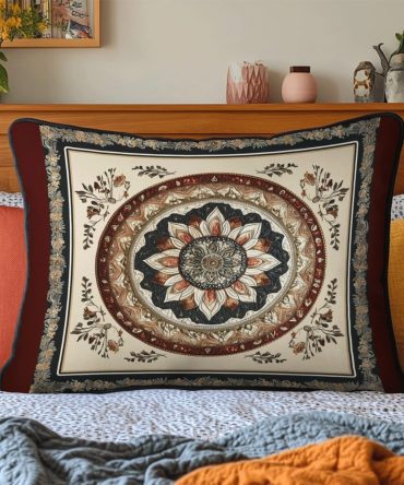 Mystic Radiance Quilted Pillow Cover — Ethereal Abstract Pattern, Luxurious Texture, Hypoallergenic Cotton Blend, Zippered Throw Case