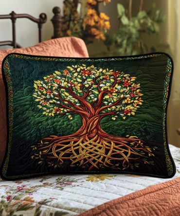Nature Harmony Quilted Pillow Cover — Botanical Decorative Pillowcase For Eco-Friendly, Cottage & Modern Bedrooms, Calming Floral Design
