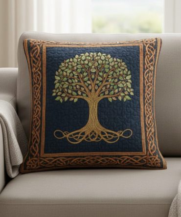 Nature Roots Quilted Botanical Pillow Cover — Earthy Floral & Leaf Throw Accent, Organic-Inspired Texture, Soft Quilted Cotton Blend, Machine Washable