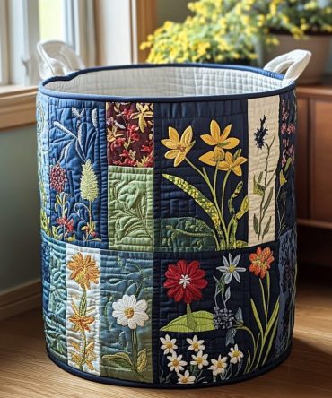 Nature Bliss Quilted Laundry Hamper - Calm Botanical Foldable Fabric Basket For Eco-Chic Home Organization & Everyday Laundry