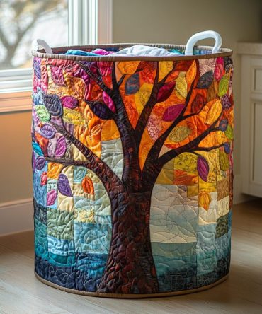 Floral Quilted Laundry Hamper — Nature Bloom Print , Eco-Friendly Foldable Fabric Basket With Handles For Closet, Bathroom & Nursery Storage