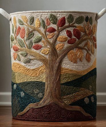Nature Crest Quilted Laundry Hamper — Botanical Quilted Foldable Laundry Basket With Handles For Stylish, Space-Saving Storage