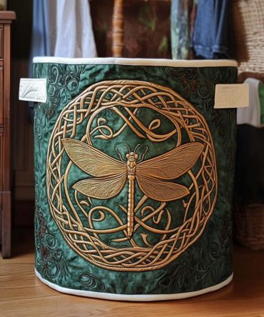 Nature-Inspired Quilted Laundry Hamper — Nature Drone Pattern , Foldable Decorative Fabric Basket, Durable Handles & Easy-Care