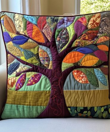 Nature Embrace Quilted Decorative Pillow Cover — Botanical-Inspired Cushion Case For Tranquil Living Room & Bedroom Accents