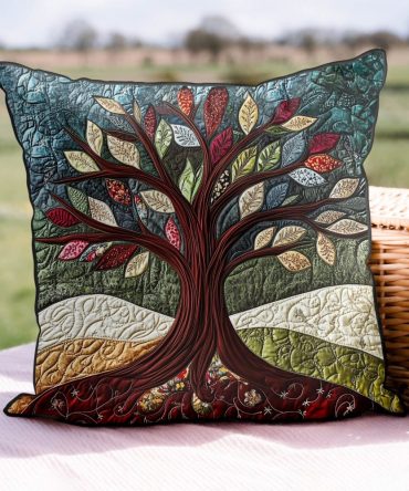 Nature Embrace Quilted Pillow Cover — Earth-Tone Cotton Decorative Sham, Cozy Accent For Rustic & Modern Bedrooms, Machine Washable