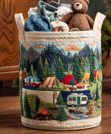 Nature Escape Quilted Laundry Hamper — Leaf & Floral Print Storage Basket, Collapsible, Durable Handles, Home Decor