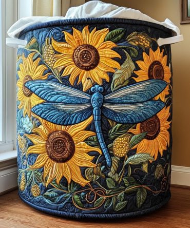 Nature Glow Quilted Laundry Hamper — Botanical Foldable Basket With Reinforced Handles, Breathable Quilted Fabric & Removable Liner