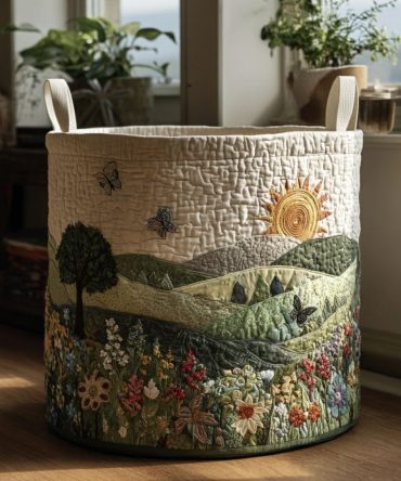 Nature Harmony Quilted Laundry Hamper – Earth-Tone Collapsible Fabric Basket With Handles For Sustainable Home Organization